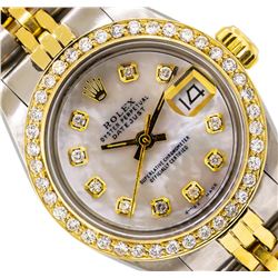 Ladies Two-Tone Rolex Datejust Watch with Diamond Bezel & Dial