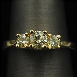 14KT Yellow Gold 0.81ctw Three Stone Diamond Ring