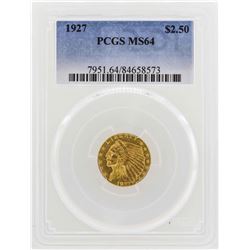 1927 $2 1/2 Indian Head Quarter Eagle Gold Coin PCGS MS64