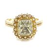 Image 1 : 14KT Yellow Gold 3.98ctw Natural Fancy Green Diamond Engagement Anniversary Ring