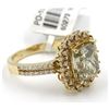 Image 3 : 14KT Yellow Gold 3.98ctw Natural Fancy Green Diamond Engagement Anniversary Ring