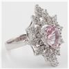 Image 3 : 14KT White Gold 2.87ctw Pear Cut Morganite and Diamond Wedding Engagement Ring