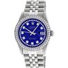 Image 1 : Rolex Mens Stainless Steel Royal Blue String Diamond Datejust Wristwatch