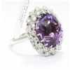 Image 4 : 14KT White Gold 13.26ctw Oval Cut Natural Amethyst Diamond Band Ring