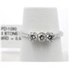 Image 2 : 14KT White Gold 0.57ctw Three Stone Round Cut Engagement Ring