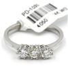 Image 3 : 14KT White Gold 0.57ctw Three Stone Round Cut Engagement Ring