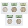 Image 1 : Set of (5) $1 Morgan Silver Dollar Coins PCGS MS63 Green Holders