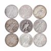 Image 2 : Lot of (9) $1 Peace Silver Dollar Coins