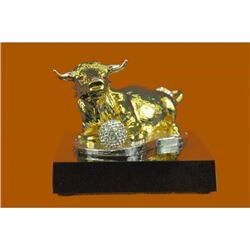 Gold Plexiglases Sitting Ox Statue