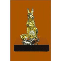 Gold Plexiglases Cute Easter Bunny Sculpture