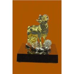 Gold Plexiglases Shaggy Sheep or Ram Sculpture