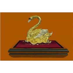 Gold Plexiglases Silver Plated Swan Sculpture