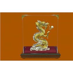 Gold Plexiglases Silver Plated Dragon Sculpture