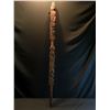 Image 1 : HAND CARVED AND FINISHED FIRST NATIONS TALKING STICK, WITH 8 ABALONE INLAID EYES AND FIGURES OF AN