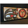 Image 2 : HAND CARVED AND PAINTED PANEL BY LAWRENCE SCOW, DEPICTING TWO WOLVES AND THE MOON, 40'' WIDE NOT