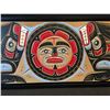 Image 3 : HAND CARVED AND PAINTED PANEL BY LAWRENCE SCOW, DEPICTING TWO WOLVES AND THE MOON, 40'' WIDE NOT