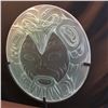 Image 3 : JOHN NUTTER, EAGLE TRANSFORMATION DESIGN, ETCHED ROUND GLASS PANEL ON METAL BASE, 20'' WIDE