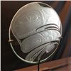 Image 2 : JOHN NUTTER, RAVEN TRANSFORMATION DESIGN, ETCHED ROUND GLASS PANEL ON METAL BASE, 20'' WIDE