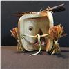 Image 4 : GENE BRABANT, "KWAG-UITLH EAGLE" HAND CARVED AND PAINTED MASK WITH FEATHER AND CEDAR BARK ACCENTS,