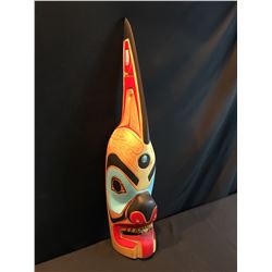 RUPERT JEFFERY, OF GITSKAN NATION, "KILLER WHALE CHIEF" MASK, HAND CARVED AND PAINTED BIRCH WOOD,