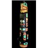 Image 1 : DARREN YELTON, 10' TALL TOTEM POLE OF A BALD EAGLE STANDING ON A KILLER WHALE, MADE FROM 300 YEAR