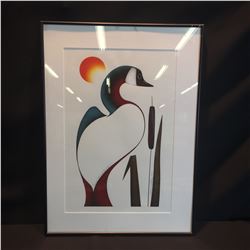 DONALD B. PETERSON, FRAMED ORIGINAL PAINTED, "PROUD YOUNG GANDER", 1994, 27 1/2'' X 20'', SIGNED BY