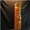 Image 2 : HAIDA GWAII ARTIST GARMEN MOODY HAND CARVED BEAVER MOON TOTEM POLE, 59.5'' TALL, C. 1970S, SIGNED