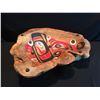 Image 1 : LARGE HAND CRAFTED AND PAINTED BURL WOOD FIRST NATIONS SERVING BOWL WITH VARIOUS FIRST NATIONS BIRD