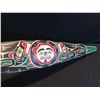 Image 2 : LAWRENCE SCOW, HAND CARVED AND PAINTED WOLVES AND MOON PADDLE, 72'' LONG, SIGNED BY ARTIST ON BACK