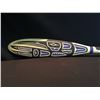Image 2 : HARVEY JOHN, HAND CARVED AND PAINTED BLUE HERON PADDLE WITH ABALONE INLAY, SIGNED ON BACK BY