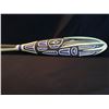 Image 2 : HARVEY JOHN, HAND CARVED AND PAINTED BLUE HERON PADDLE WITH ABALONE INLAY, SIGNED ON BACK BY