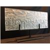 Image 2 : JOHN NUTTER HAIDA BOX DESIGN, ETCHED RECTANGULAR STARFIRE GLASS PANEL ON METAL BASE, 20'' WIDE