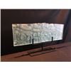 Image 2 : JOHN NUTTER HAIDA BOX DESIGN, ETCHED RECTANGULAR GLASS PANEL ON METAL BASE, 23'' WIDE