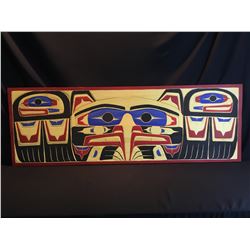 VERY LARGE DARREN YELTON SQUAMISH NATION, HAND CARVED AND PAINTED "THUNDERBIRD" PADDLE, 73.5''