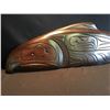 Image 2 : WILLIAM WATTS, HAND CARVED SALMON AND EAGLE PANEL WITH DARK STAIN, 38'' LONG