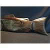 Image 3 : WILLIAM WATTS, HAND CARVED SALMON AND EAGLE PANEL WITH DARK STAIN, 38'' LONG