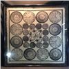 Image 1 : VINTAGE TIMNEY-FOWLER DESIGN COMPANY, LARGE TIMEPIECE DESIGN WOOL SHAWL, 53'' NOT INCLUDING FRAME