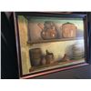 Image 2 : JANIS LEE, FRAMED ORIGINAL OIL ON CANVAS PAINTING, UNTITLED, KITCHEN SHELVES, DATED 1999, 45 3/4''