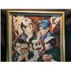 Image 2 : SHELDON C. SCHONEBERG, FRAMED ORIGINAL PASTEL, FIVE MEN WEARING MASKS, SIGNED AND DATED BY ARTIST