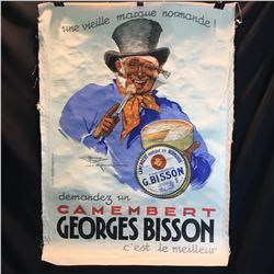 "CAMEMBERT GEORGES BISSON" LARGE UNFRAMED VINTAGE FRENCH ADVERTISING POSTER,