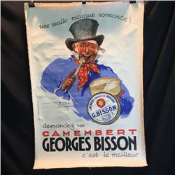 "CAMEMBERT GEORGES BISSON" LARGE UNFRAMED VINTAGE FRENCH ADVERTISING POSTER,