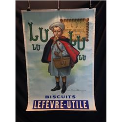 "LU LU BISCUITS" VINTAGE FRENCH ADVERTISING POSTER, 69'' X 47''