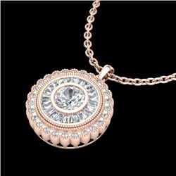 2.11 CTW VS/SI Diamond Solitaire Art Deco Stud Necklace 18K Rose Gold - REF-309X3R - 37086