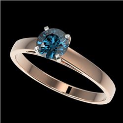 0.77 CTW Certified Intense Blue SI Diamond Solitaire Engagement Ring 10K Rose Gold - REF-70R5K - 364