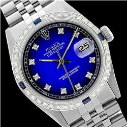 Rolex Men's Stainless Steel, QuickSet, Diam Dial & Diam/Sapphire Bezel - REF-521F5M