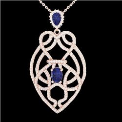 3.50 CTW Tanzanite & Micro VS/SI Diamond Heart Necklace Solitaire 14K Rose Gold - REF-191M3F - 21254