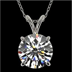 2 CTW Certified H-SI/I Quality Diamond Solitaire Necklace 10K White Gold - REF-585X2R - 33230