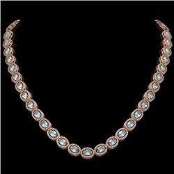 33.25 CTW Sky Topaz & Diamond Necklace Rose Gold 10K Rose Gold - REF-501F5N - 40824