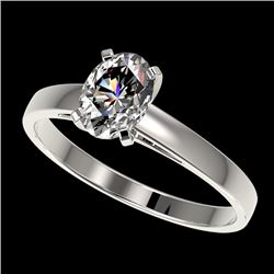 1 CTW Certified VS/SI Quality Oval Diamond Solitaire Ring 10K White Gold - REF-297R2K - 32991