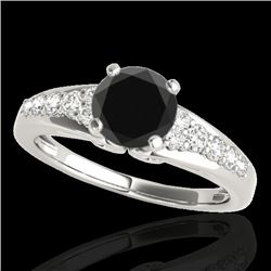 1.40 CTW Certified VS Black Diamond Solitaire Ring 10K White Gold - REF-64Y7X - 34999